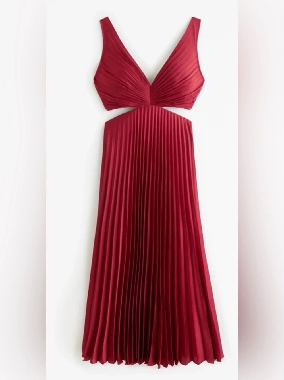NWT Abercrombie & Fitch Giselle Wine Red Pleated Maxi Dress M